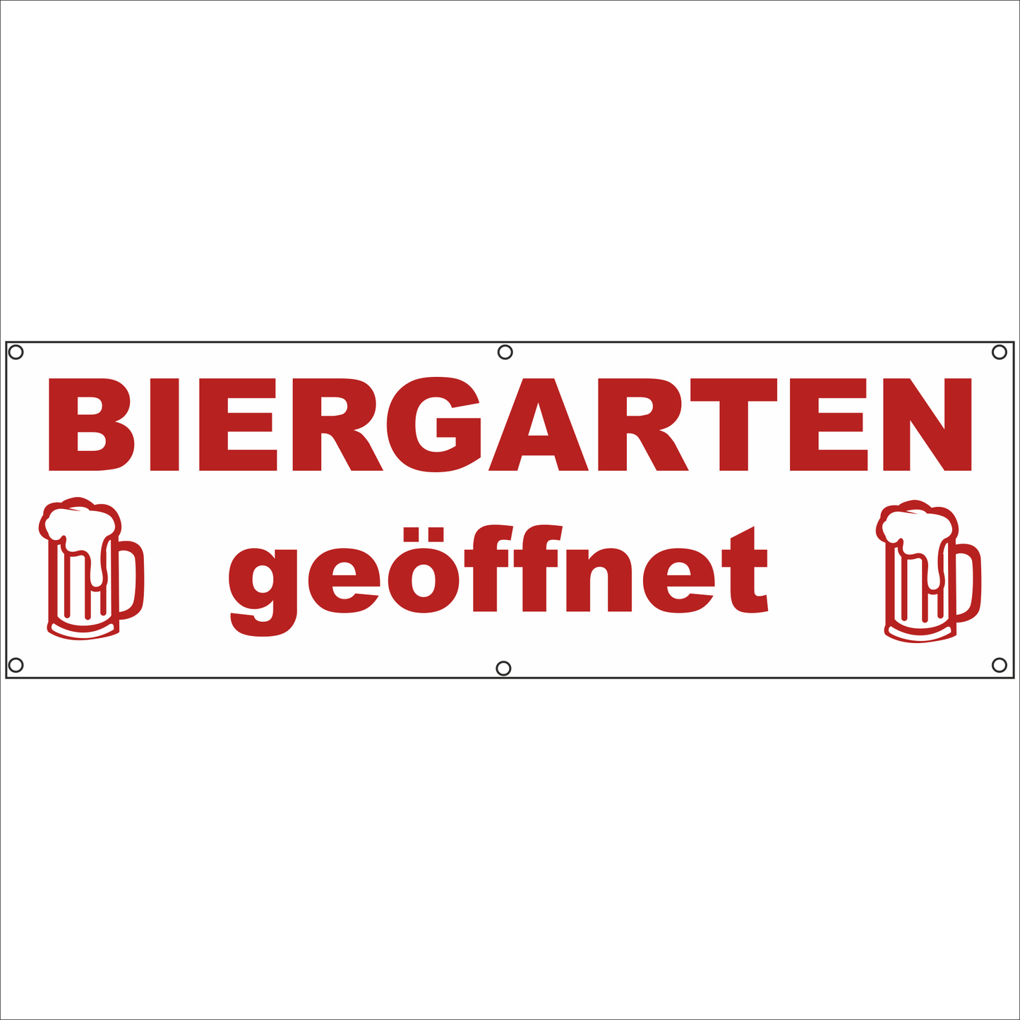Werbeplane - Gerüstplane - p152 - rot - Biergarten geöffnet - NEU - Plane für Baustelle- Garten- Zaun oder Veranstaltung