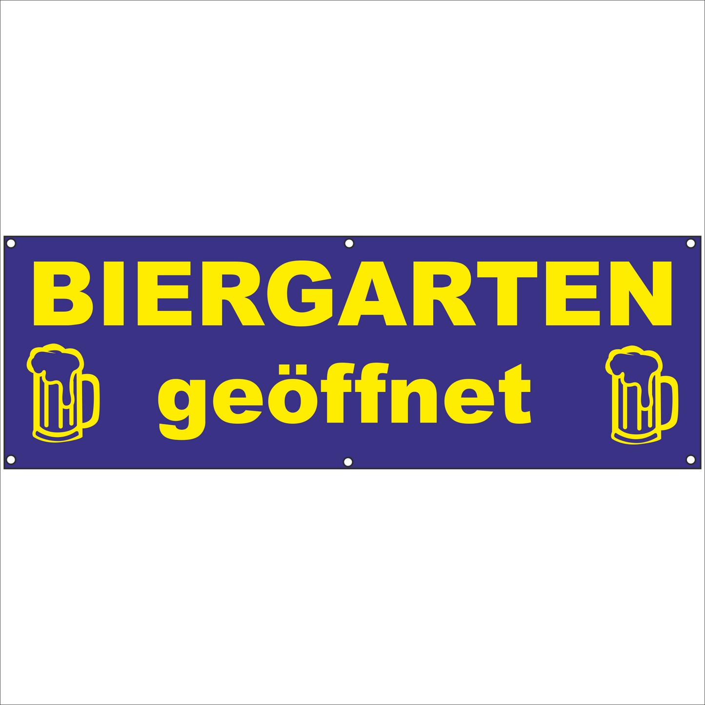 Werbeplane - Gerüstplane - p152 - rot - Biergarten geöffnet - NEU - Plane für Baustelle- Garten- Zaun oder Veranstaltung