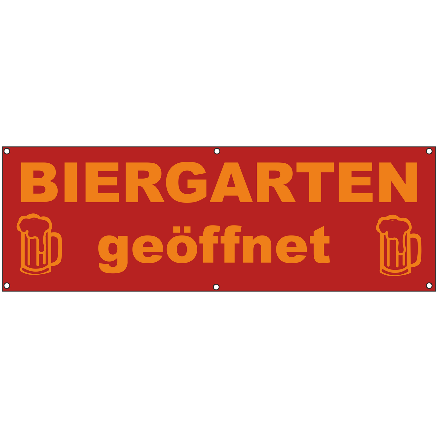 Werbeplane - Gerüstplane - p152 - rot - Biergarten geöffnet - NEU - Plane für Baustelle- Garten- Zaun oder Veranstaltung