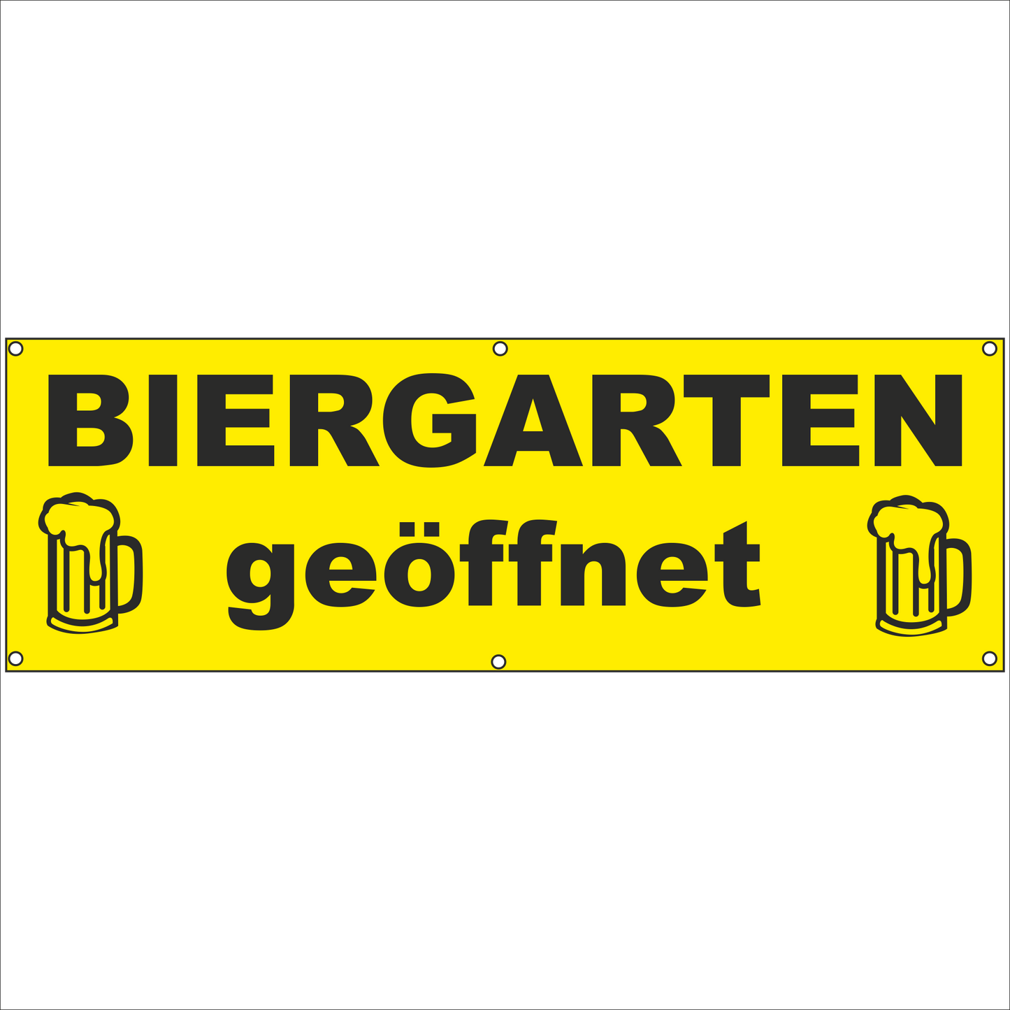 Werbeplane - Gerüstplane - p152 - rot - Biergarten geöffnet - NEU - Plane für Baustelle- Garten- Zaun oder Veranstaltung