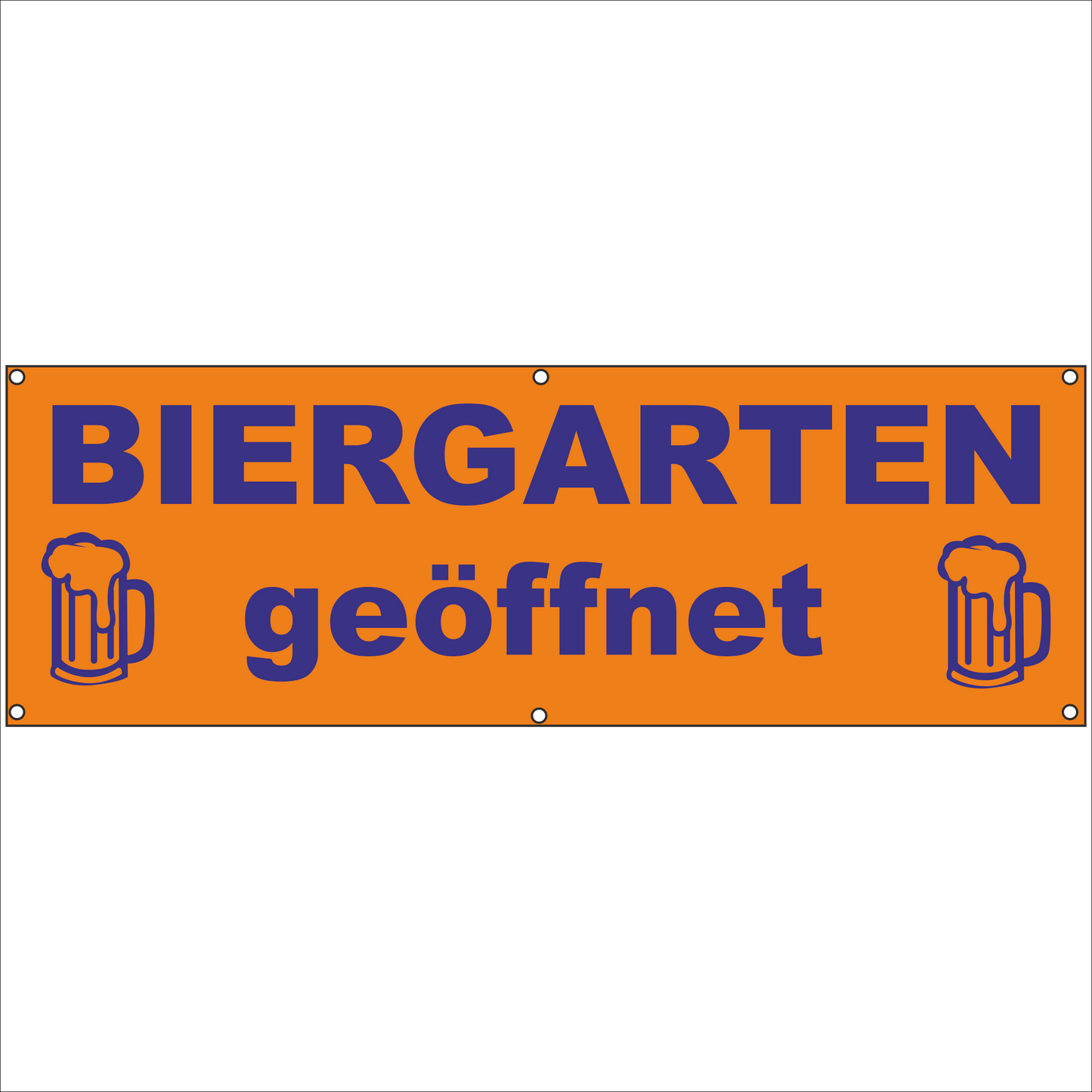 Werbeplane - Gerüstplane - p152 - rot - Biergarten geöffnet - NEU - Plane für Baustelle- Garten- Zaun oder Veranstaltung