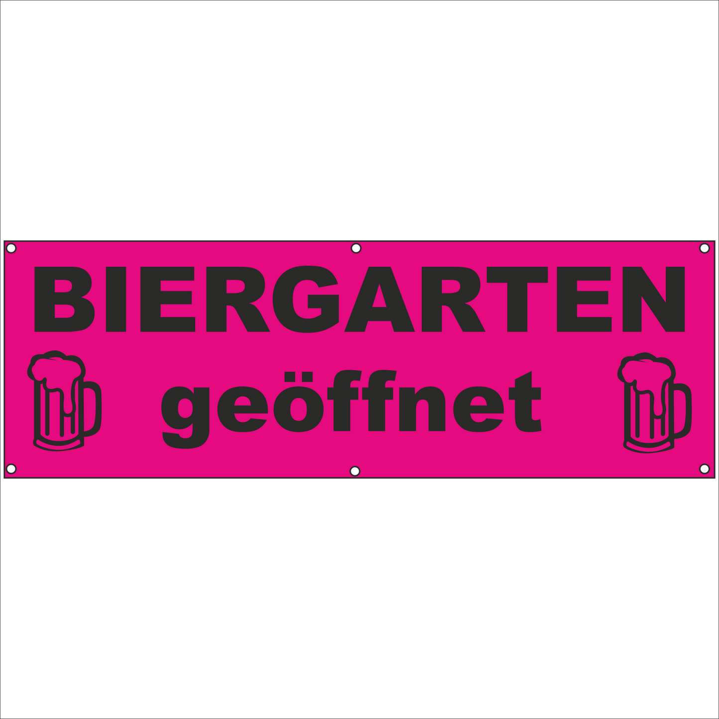 Werbeplane - Gerüstplane - p152 - rot - Biergarten geöffnet - NEU - Plane für Baustelle- Garten- Zaun oder Veranstaltung