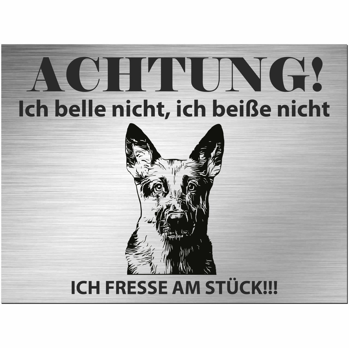 Schäferhund - Schild bedruckt - Alu-Dibond Edelstahl Look