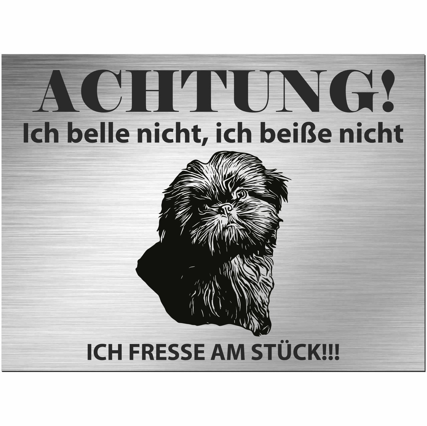 Shih Tzu - Schild bedruckt - Alu-Dibond Edelstahl Look