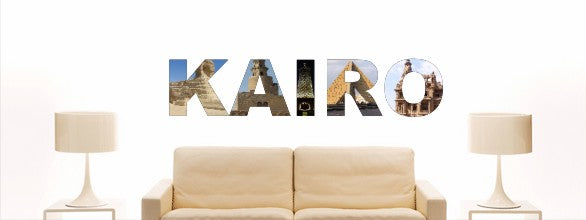 Wandtattoo w1000 Mehrfarbige Wandschrift mit Sehenswürdigkeiten und Stadtnamen - Aufkleber - Dekoration - Stadt Kairo