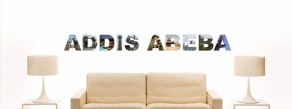 Wandtattoo w1011 Mehrfarbige Wandschrift mit Sehenswürdigkeiten und Stadtnamen - Aufkleber - Dekoration - Stadt Addis Abeba