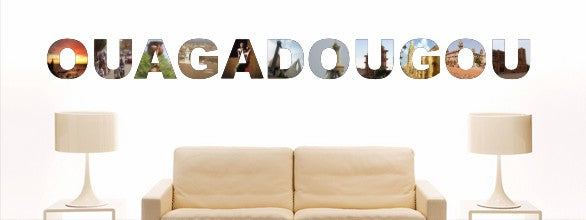 Wandtattoo w1029 Mehrfarbige Wandschrift mit Sehenswürdigkeiten und Stadtnamen - Aufkleber - Dekoration - Stadt Ouagadougou