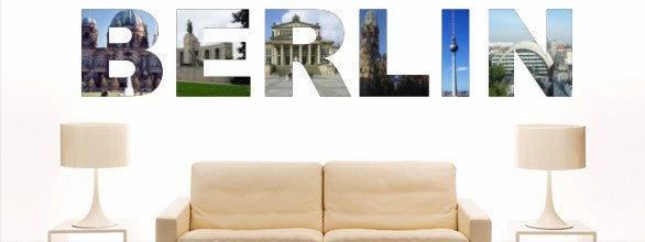 Wandtattoo w1037 Mehrfarbige Wandschrift mit Sehenswürdigkeiten und Stadtnamen - Aufkleber - Dekoration - Stadt Berlin