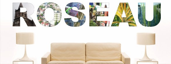 Wandtattoo w1038 Mehrfarbige Wandschrift mit Sehenswürdigkeiten und Stadtnamen - Aufkleber - Dekoration - Stadt Roseau