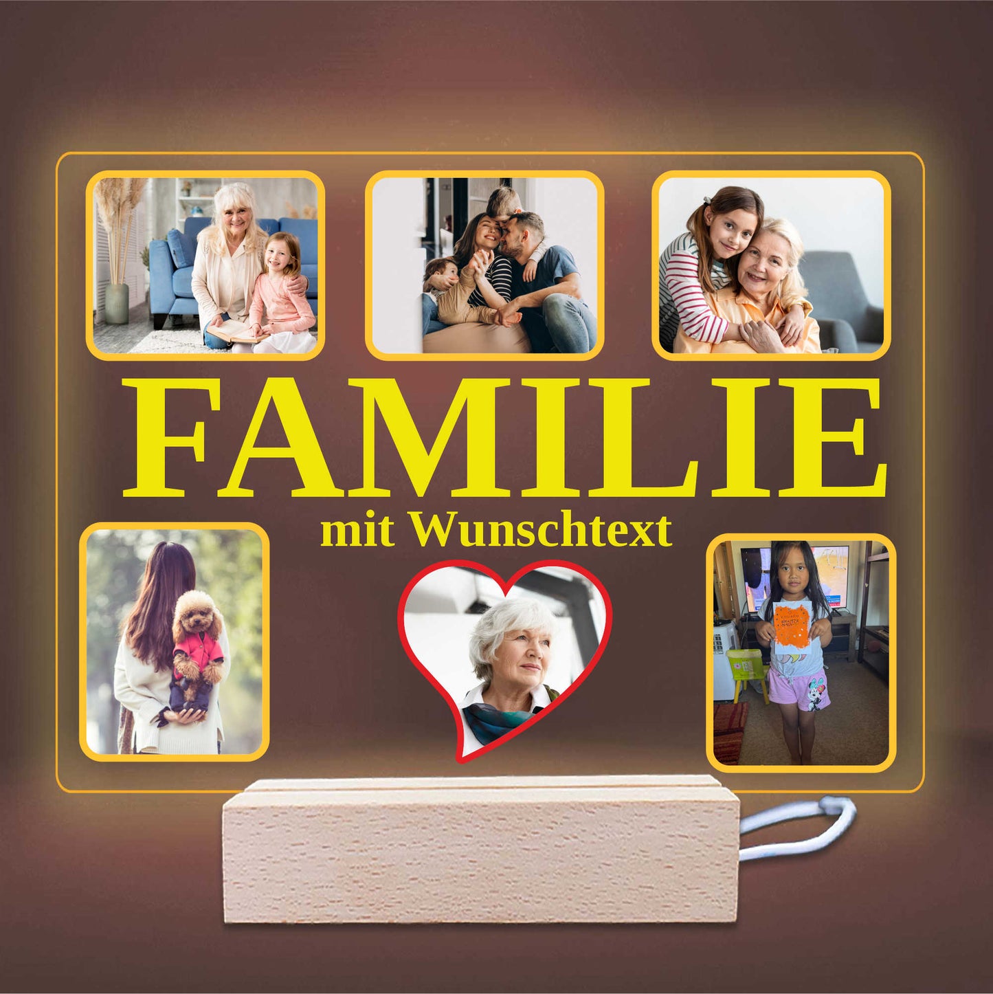 INDIGOS UG - OMA - Lampe personalisiert - mit Foto und Widmung - personalisiertes Geschenke - Acrylglas 18x14 cm - optionale Lampe warmweiss