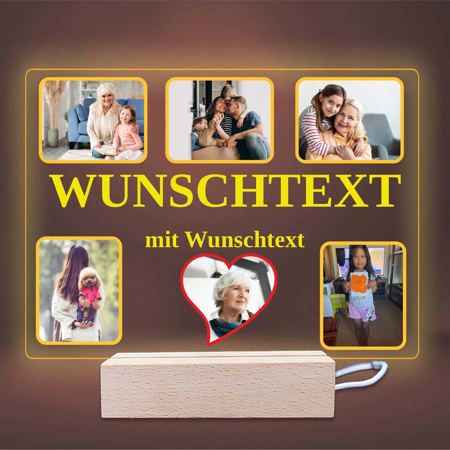 INDIGOS UG - OMA - Lampe personalisiert - mit Foto und Widmung - personalisiertes Geschenke - Acrylglas 18x14 cm - optionale Lampe warmweiss