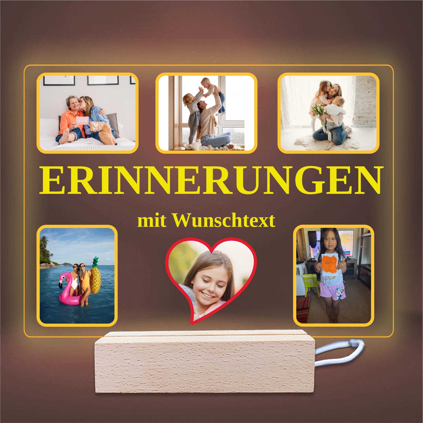 INDIGOS UG - OMA - Lampe personalisiert - mit Foto und Widmung - personalisiertes Geschenke - Acrylglas 18x14 cm - optionale Lampe warmweiss