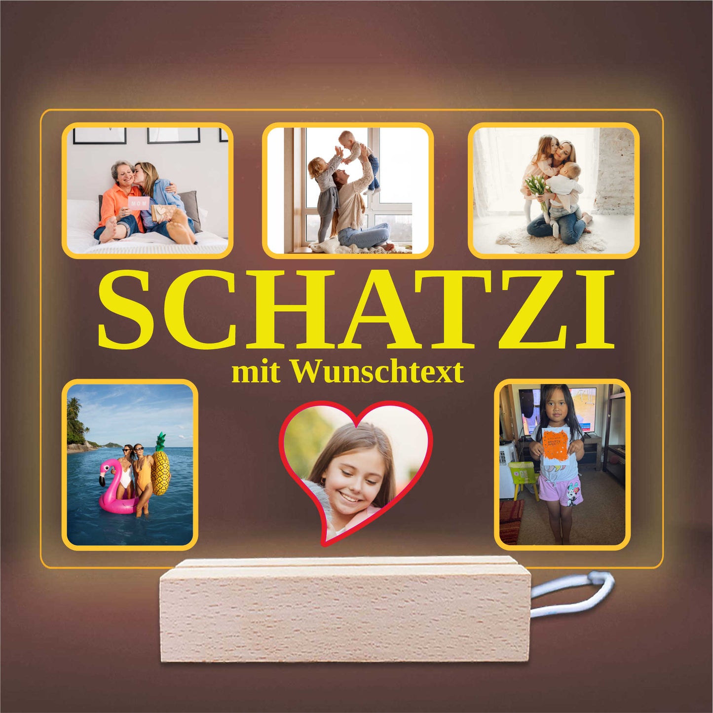 INDIGOS UG - OMA - Lampe personalisiert - mit Foto und Widmung - personalisiertes Geschenke - Acrylglas 18x14 cm - optionale Lampe warmweiss