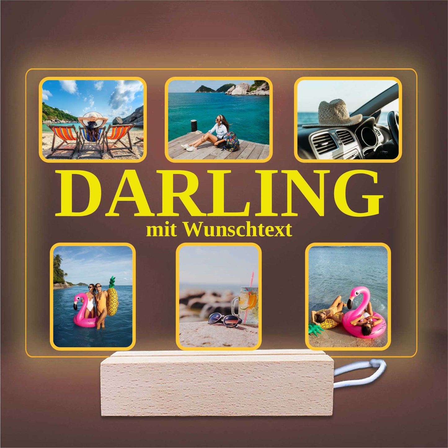 INDIGOS UG - OMA - Lampe personalisiert - mit Foto und Widmung - personalisiertes Geschenke - Acrylglas 18x14 cm - optionale Lampe warmweiss