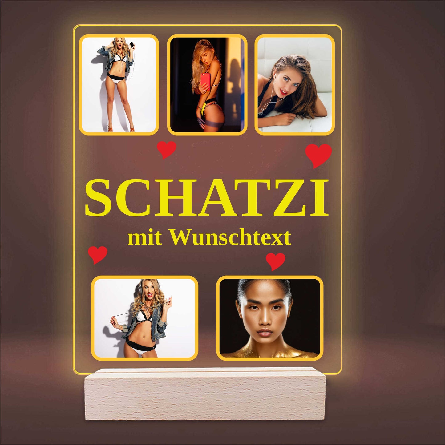 INDIGOS UG - Lampe personalisiert 3D LED - mit Foto und Widmung - personalisiertes Geschenke - Acrylglas 18x14 cm hoch - optionale Lampe warmweiss