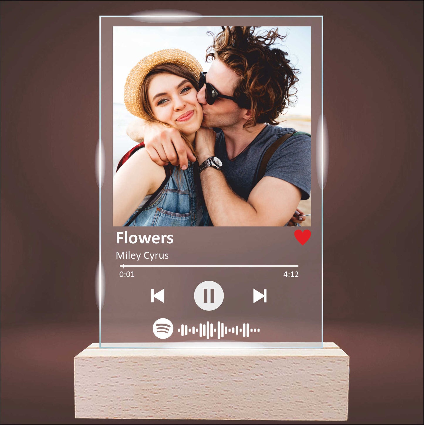 INDIGOS UG - Personalisiert - 3D LED Lampe - Herz - mit Foto und Wunschtext - individuell selbst gestalten - Geschenk - Valentinstag - Acrylglas 14x14 cm - optionale Lampe warmweiss