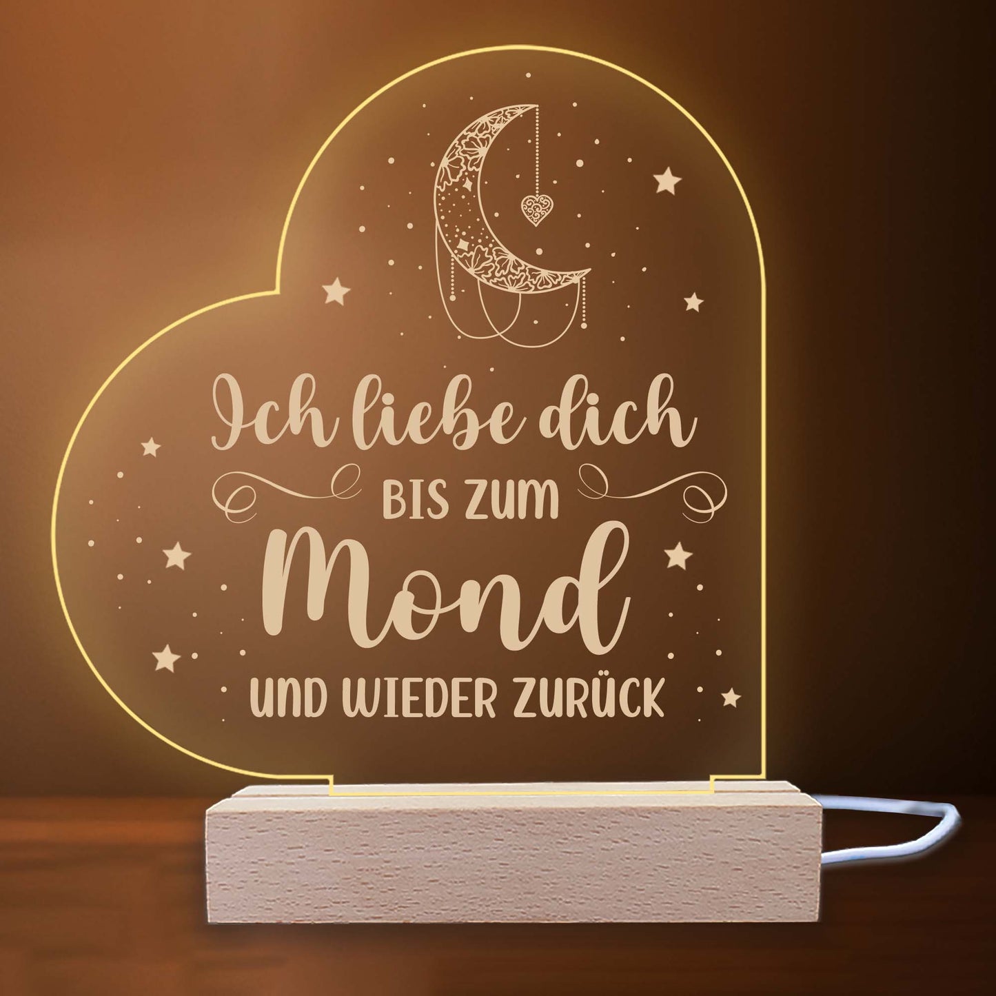 INDIGOS UG - Nachttischlampe - Herz links - Spruch 1 -  Valentinstag - Herz mit Spruch - Nachtlicht - 3D-LED-Lampe - Weihnachten, Geburtstag - Geschenk für Freund, Freundin, Familie - Liebe
