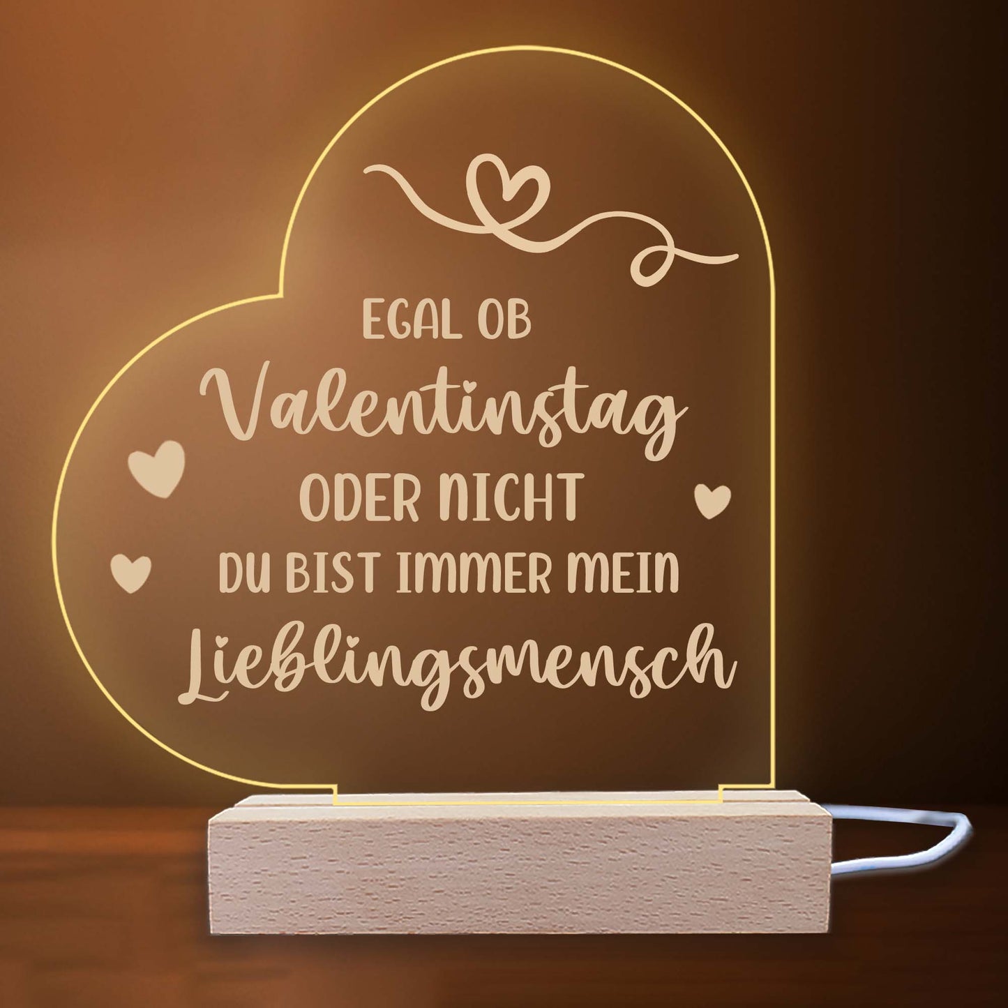 INDIGOS UG - Nachttischlampe - Herz links - Spruch 1 -  Valentinstag - Herz mit Spruch - Nachtlicht - 3D-LED-Lampe - Weihnachten, Geburtstag - Geschenk für Freund, Freundin, Familie - Liebe