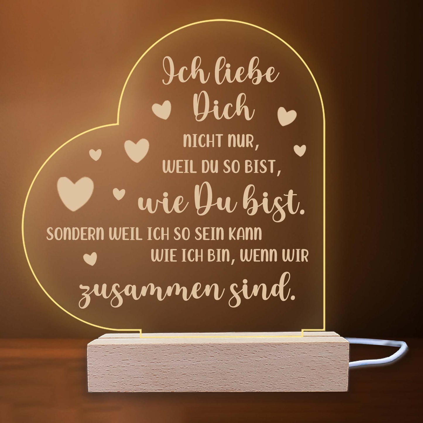 INDIGOS UG - Nachttischlampe - Herz links - Spruch 1 -  Valentinstag - Herz mit Spruch - Nachtlicht - 3D-LED-Lampe - Weihnachten, Geburtstag - Geschenk für Freund, Freundin, Familie - Liebe