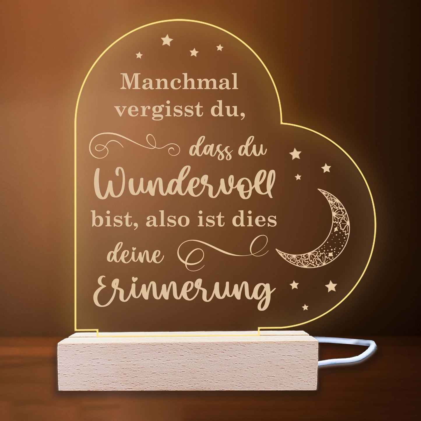 INDIGOS UG - Nachttischlampe - Herz links - Spruch 1 -  Valentinstag - Herz mit Spruch - Nachtlicht - 3D-LED-Lampe - Weihnachten, Geburtstag - Geschenk für Freund, Freundin, Familie - Liebe