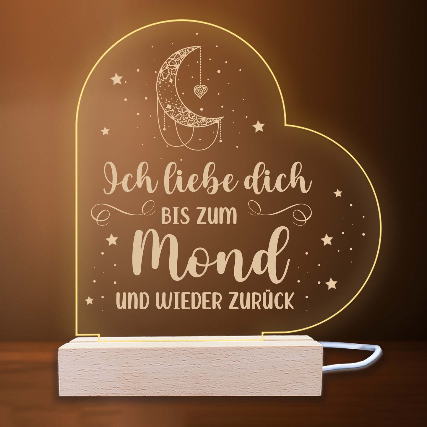 INDIGOS UG - Nachttischlampe - Herz links - Spruch 1 -  Valentinstag - Herz mit Spruch - Nachtlicht - 3D-LED-Lampe - Weihnachten, Geburtstag - Geschenk für Freund, Freundin, Familie - Liebe