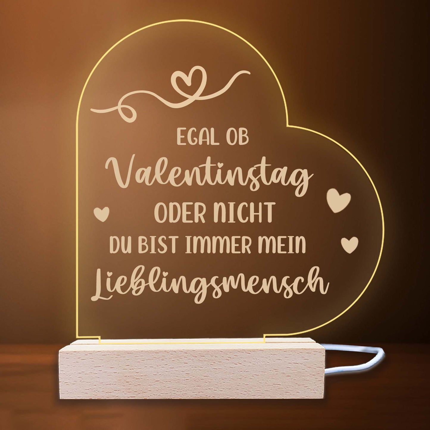 INDIGOS UG - Nachttischlampe - Herz links - Spruch 1 -  Valentinstag - Herz mit Spruch - Nachtlicht - 3D-LED-Lampe - Weihnachten, Geburtstag - Geschenk für Freund, Freundin, Familie - Liebe