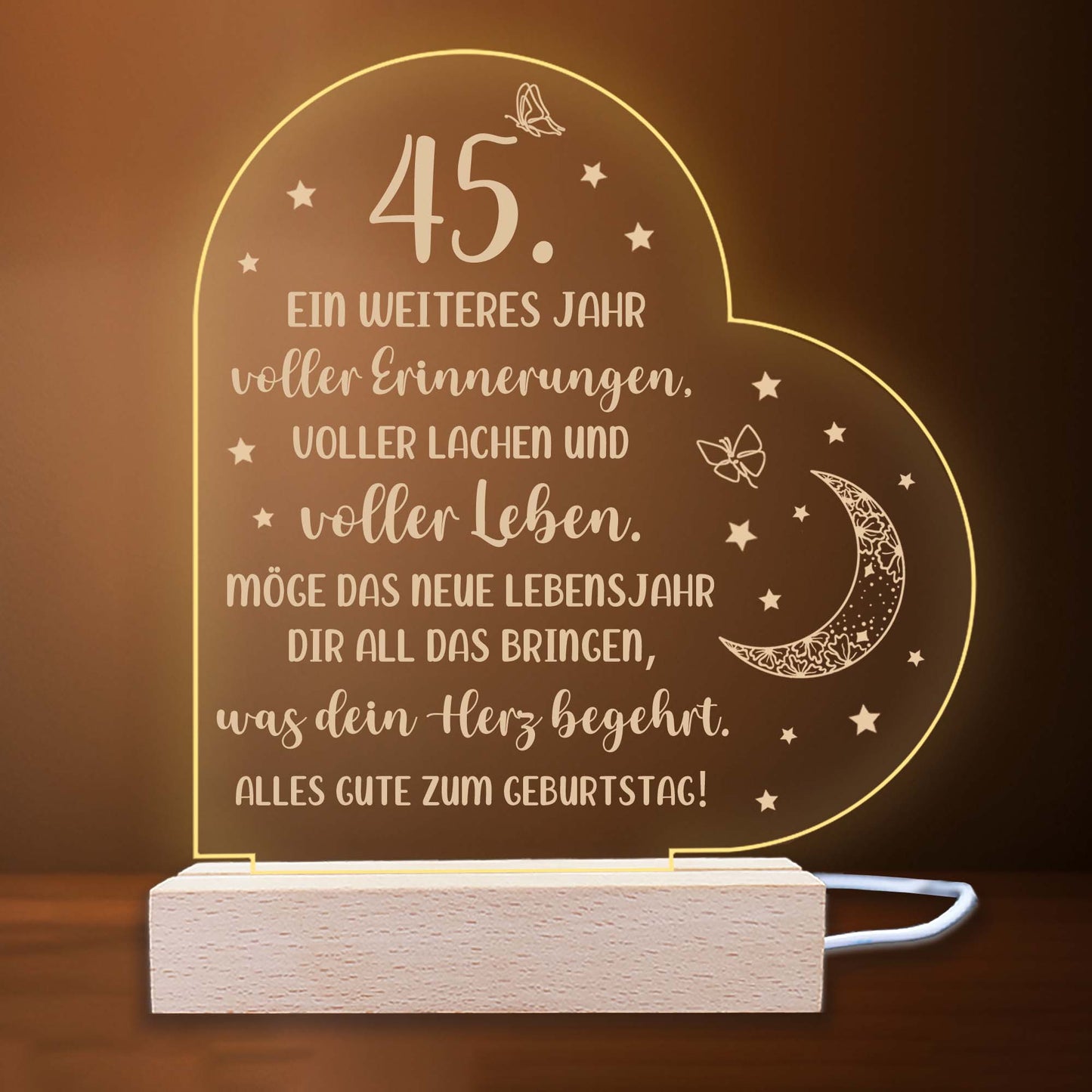 INDIGOS UG - LED Nachttischlampe - 18. Geburtstag - Herz links mit Spruch - Nachtlicht - 3D-LED-Lampe - Geburtstag - Geschenk für Freund, Freundin, Familie - Liebe, Geburtstagsgeschenk