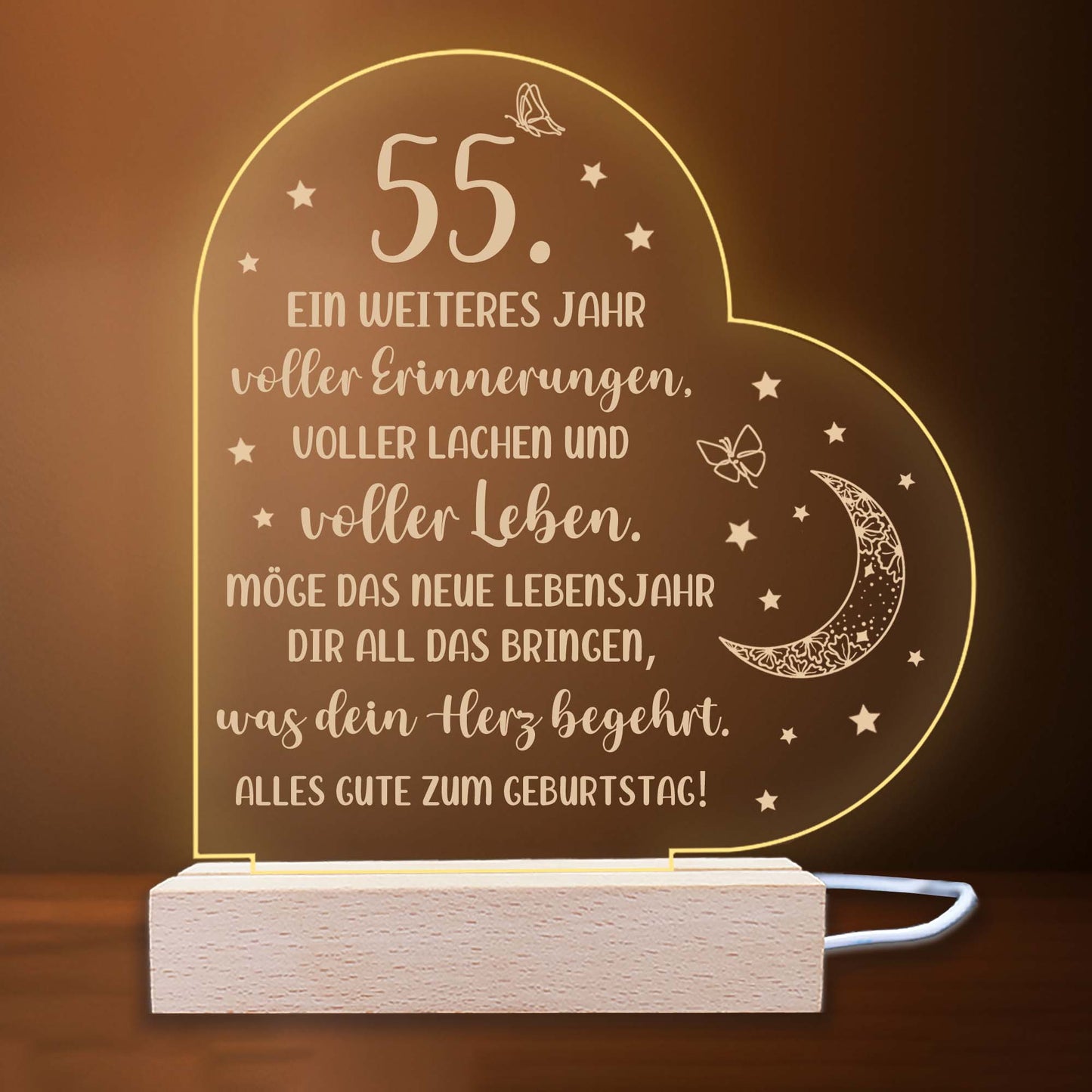 INDIGOS UG - LED Nachttischlampe - 18. Geburtstag - Herz links mit Spruch - Nachtlicht - 3D-LED-Lampe - Geburtstag - Geschenk für Freund, Freundin, Familie - Liebe, Geburtstagsgeschenk