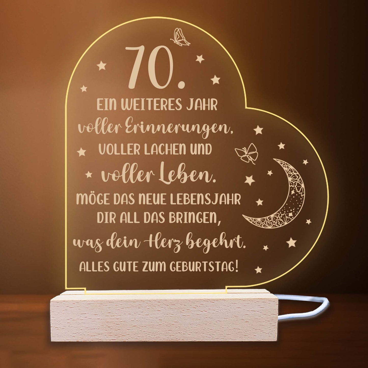INDIGOS UG - LED Nachttischlampe - 18. Geburtstag - Herz links mit Spruch - Nachtlicht - 3D-LED-Lampe - Geburtstag - Geschenk für Freund, Freundin, Familie - Liebe, Geburtstagsgeschenk