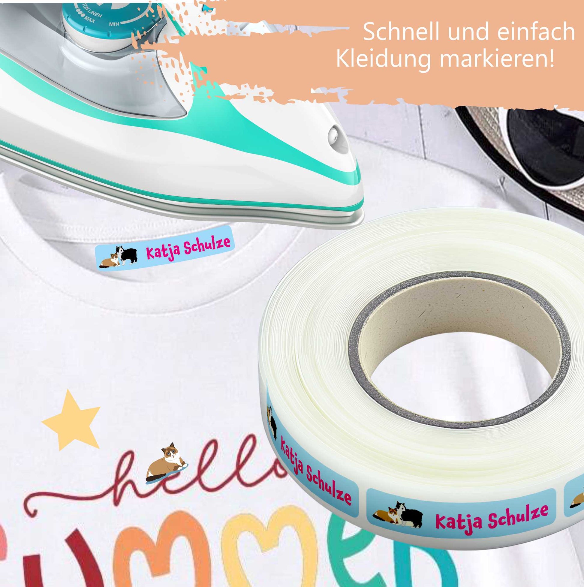Namensetiketten für Kinder und Altersheim