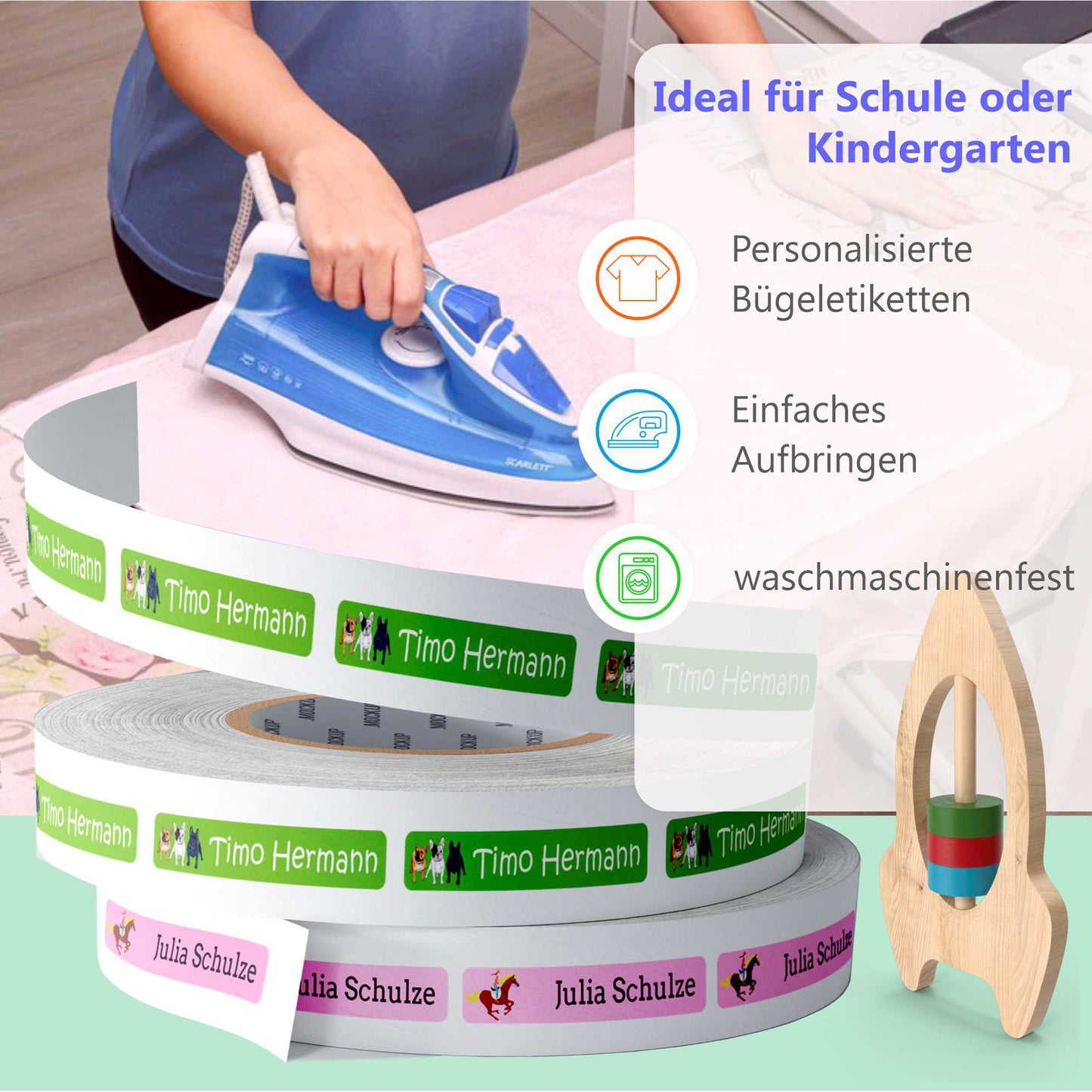 Namensetiketten für Kinder und Altersheim