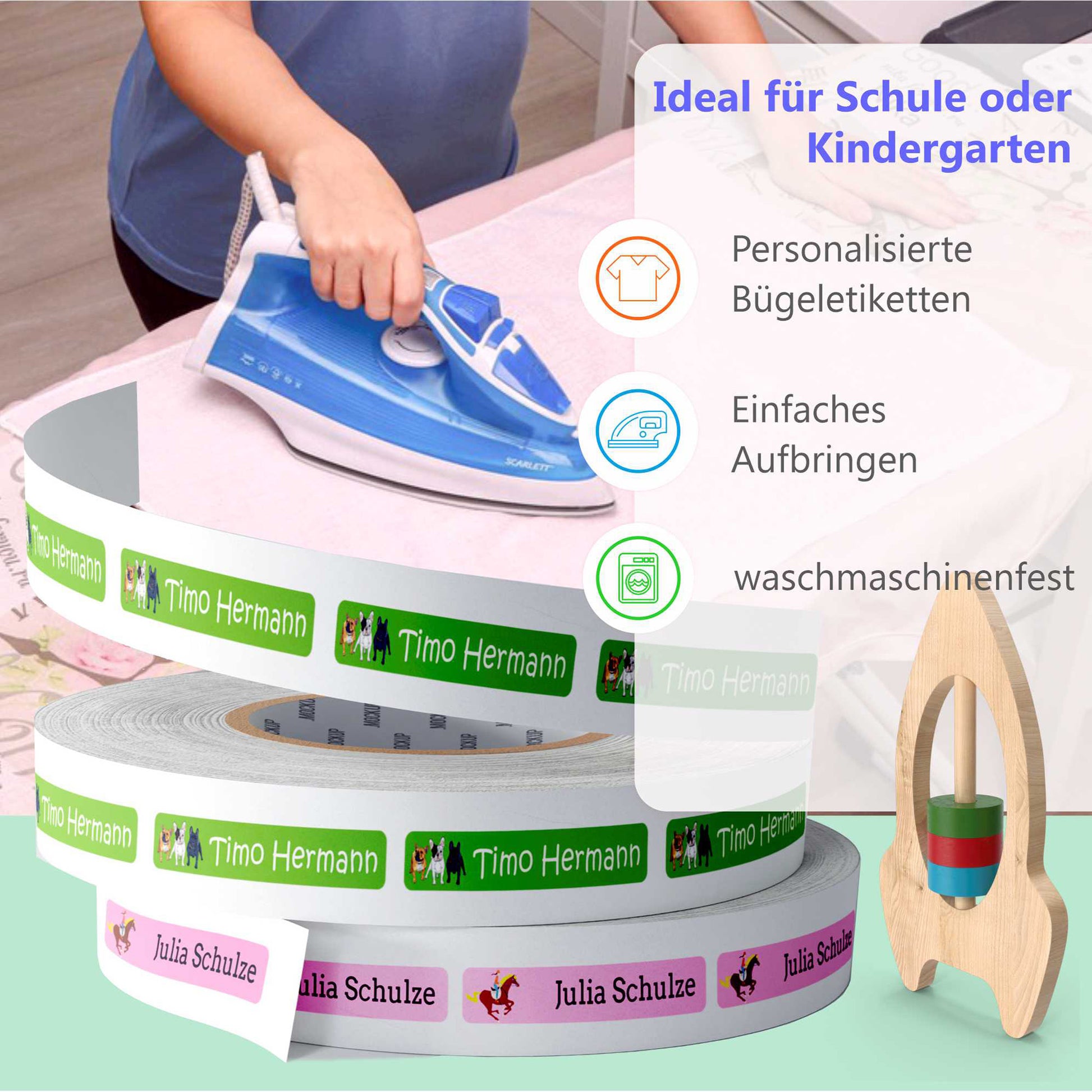 Namensetiketten für Kinder und Altersheim