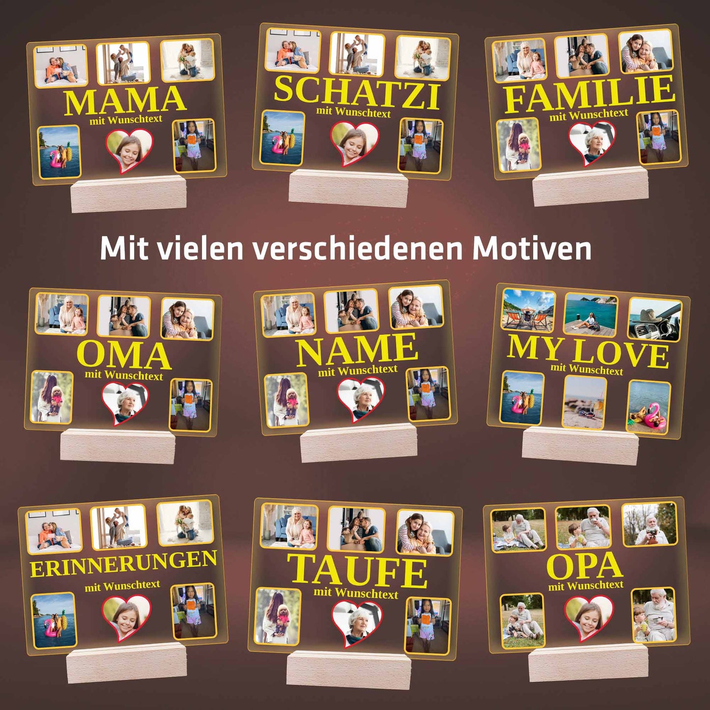 INDIGOS UG - OMA - Lampe personalisiert - mit Foto und Widmung - personalisiertes Geschenke - Acrylglas 18x14 cm - optionale Lampe warmweiss