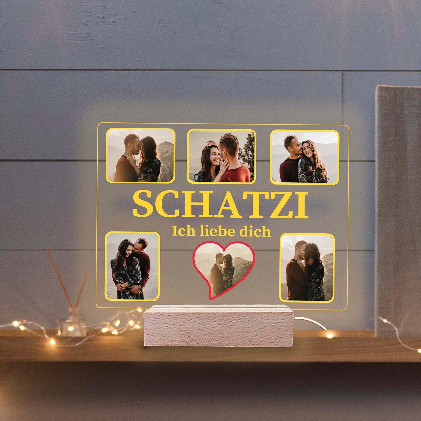 INDIGOS UG - OMA - Lampe personalisiert - mit Foto und Widmung - personalisiertes Geschenke - Acrylglas 18x14 cm - optionale Lampe warmweiss