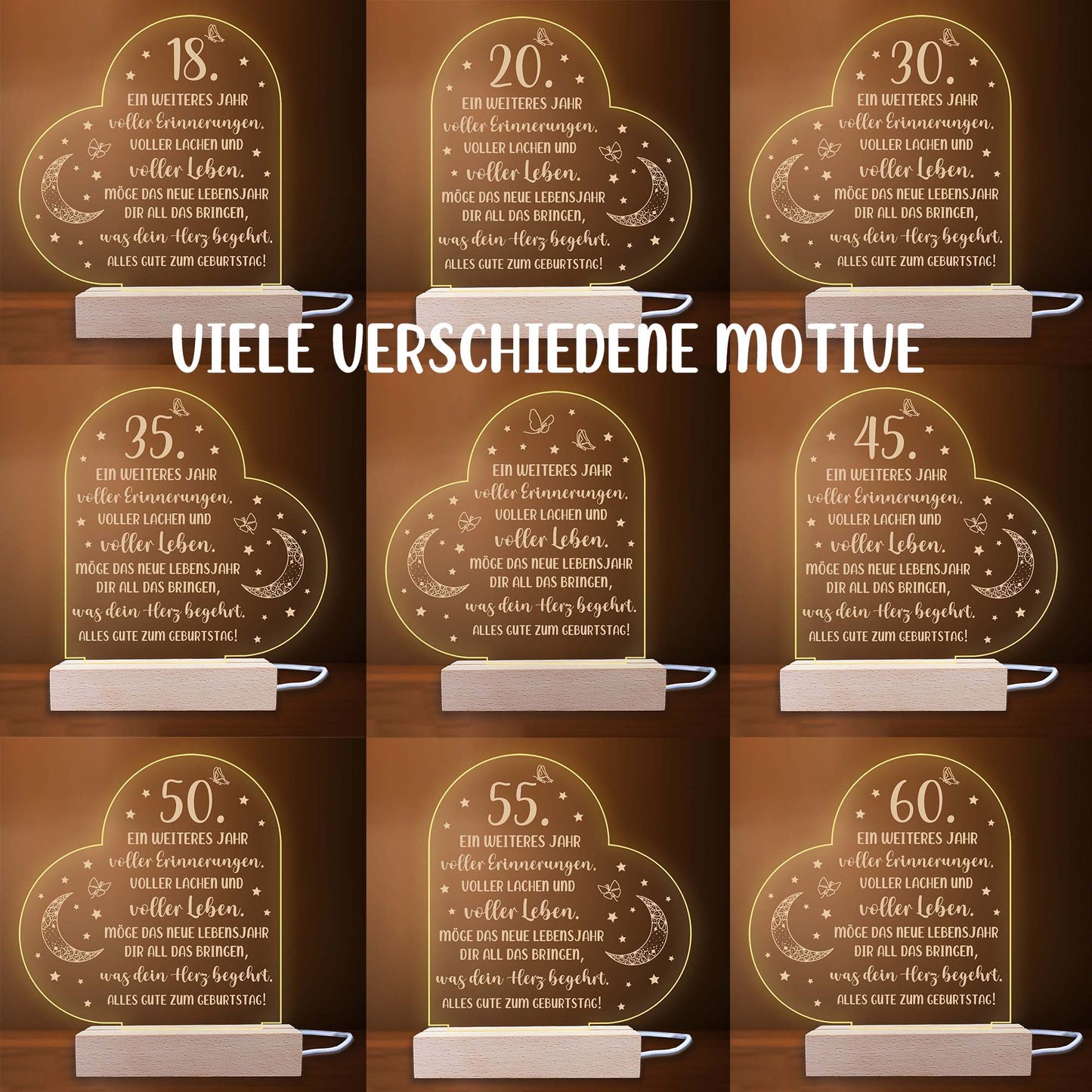 INDIGOS UG - LED Nachttischlampe - 18. Geburtstag - Herz links mit Spruch - Nachtlicht - 3D-LED-Lampe - Geburtstag - Geschenk für Freund, Freundin, Familie - Liebe, Geburtstagsgeschenk