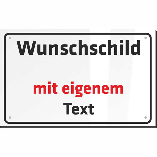 Schild WUNSCHTEXT Aluverbundplatte personalisiert Text & Schrift