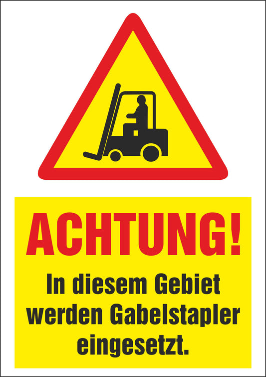 Aufkleber - Schild - Warnung - Achtung Gabelstapler! - 74 mm x 105 mm