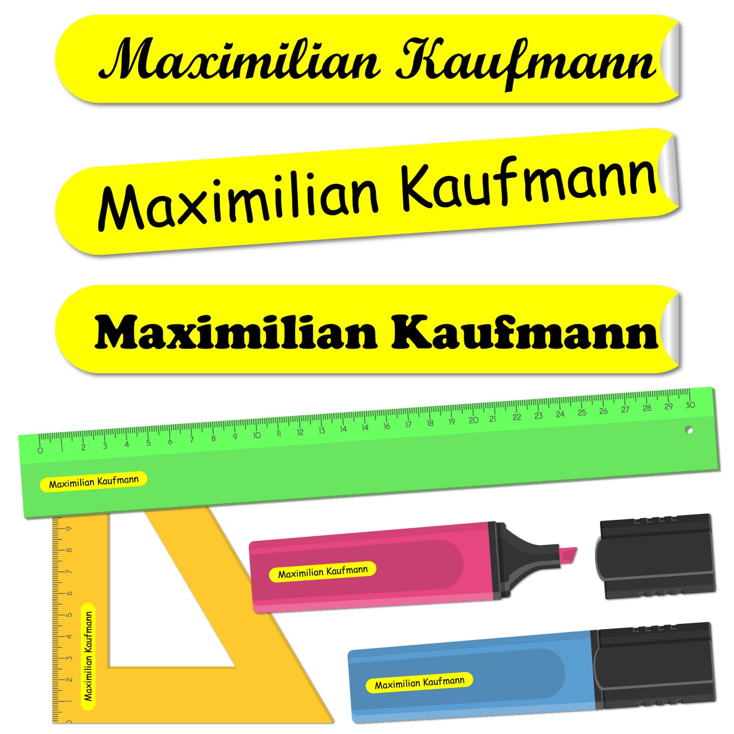 Namensaufkleber Kinder - 51x7 mm - 140 Stück - Schule KITA 0014