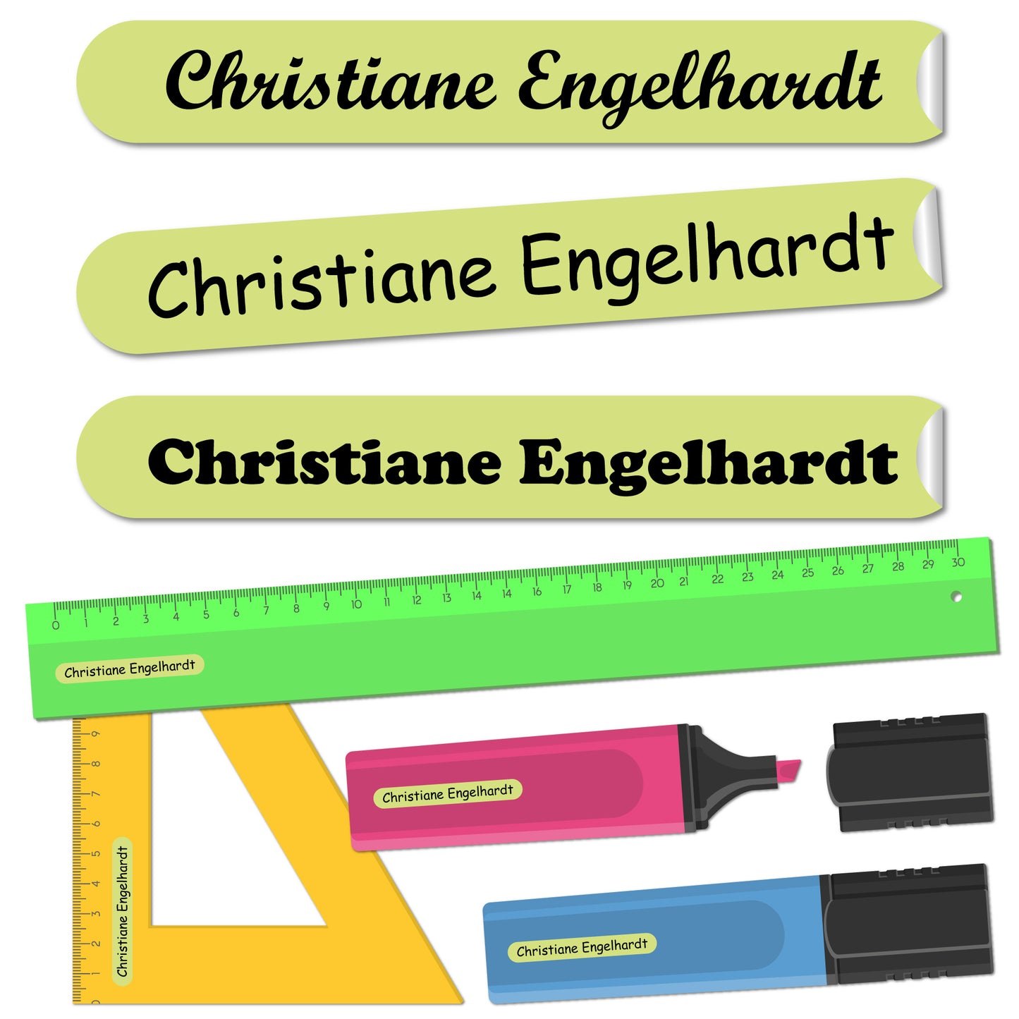 Namensaufkleber Kinder - 51x7 mm - 140 Stück - Schule KITA 0014