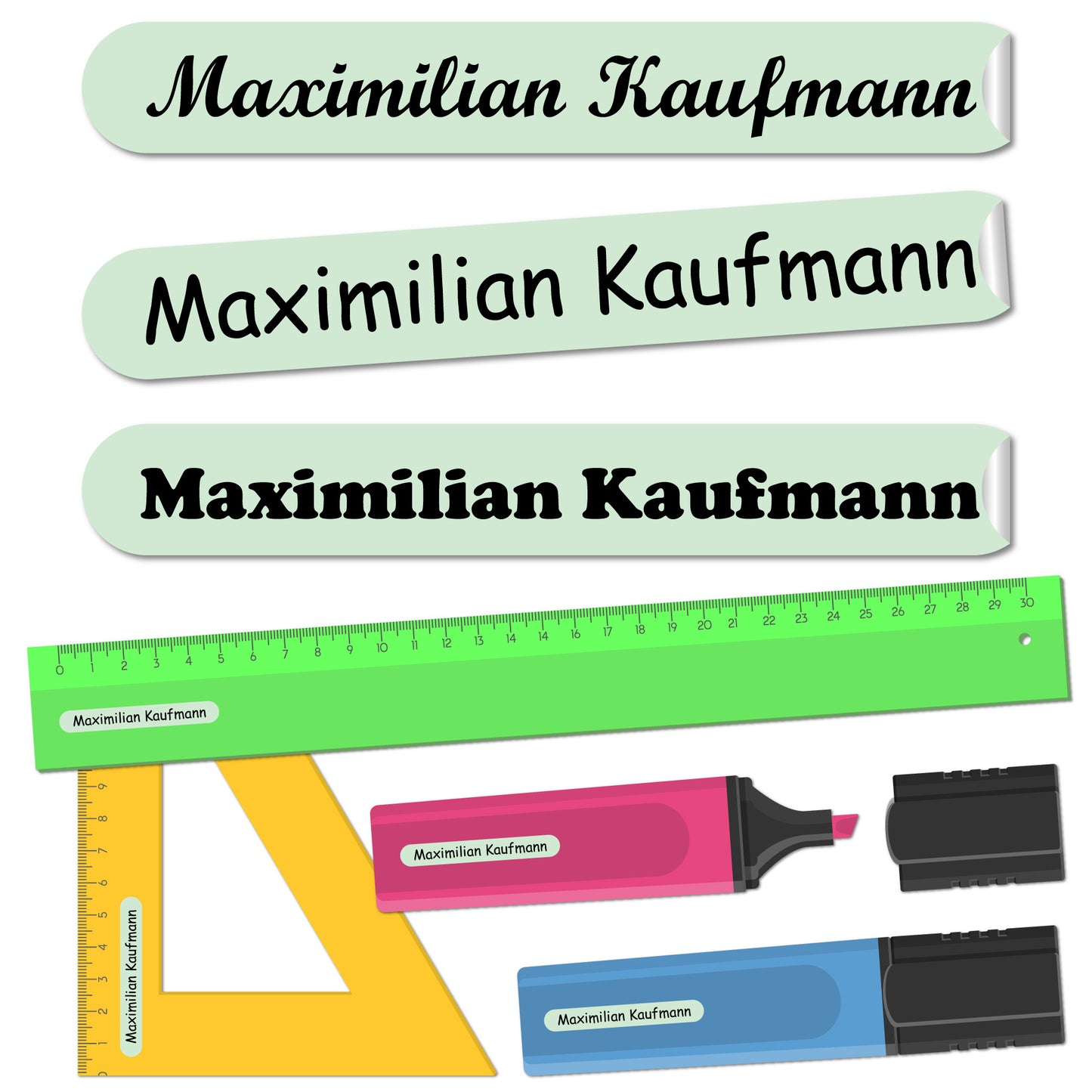 Namensaufkleber Kinder - 51x7 mm - 140 Stück - Schule KITA 0014