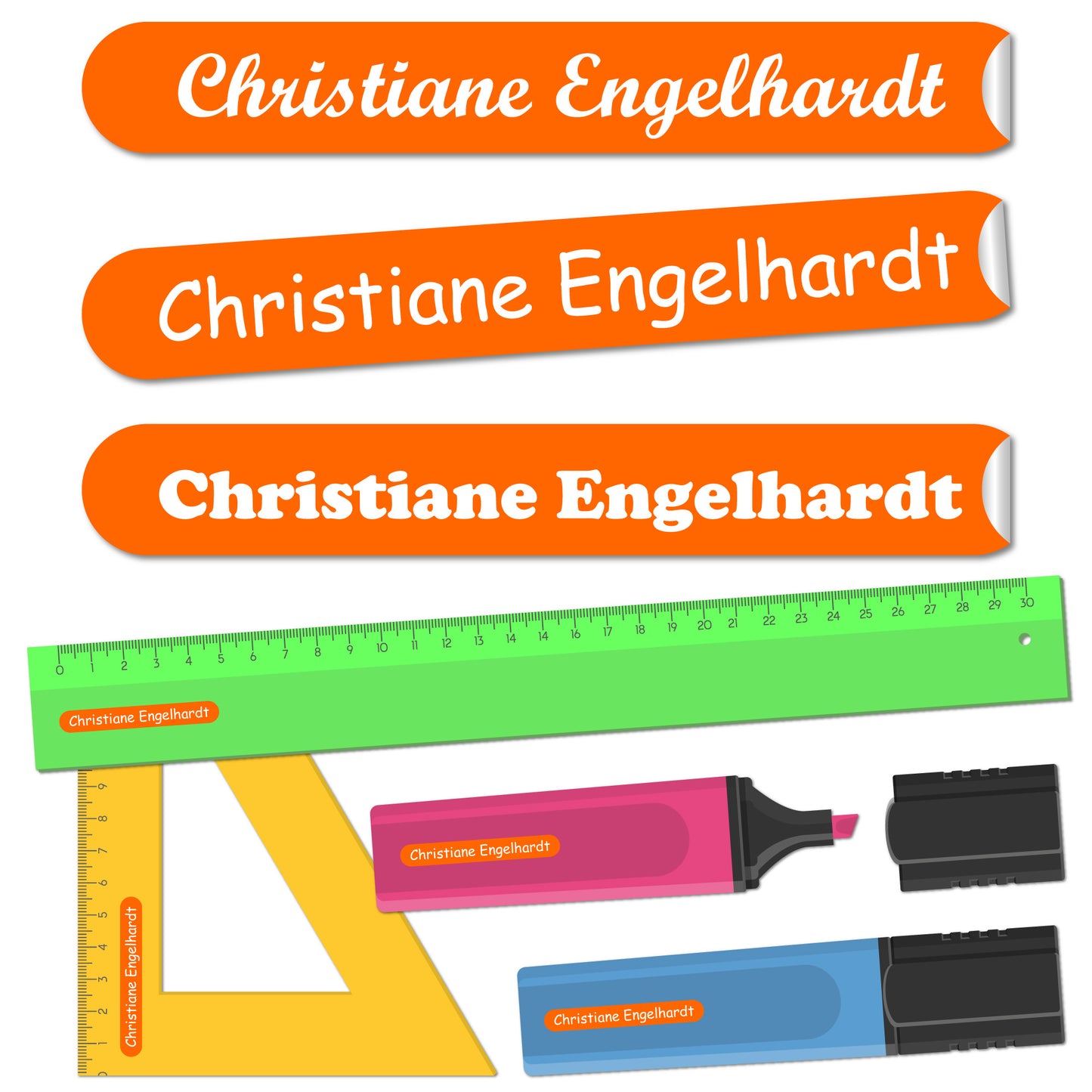 Namensaufkleber Kinder - 51x7 mm - 140 Stück - Schule KITA 0014