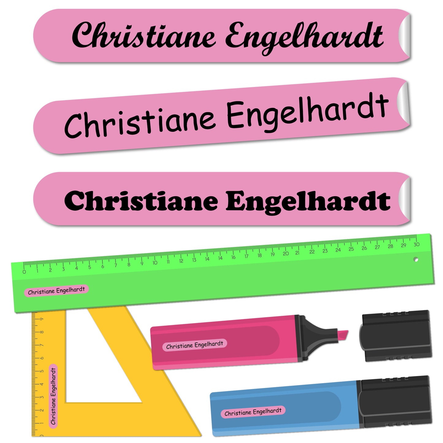 Namensaufkleber Kinder - 51x7 mm - 140 Stück - Schule KITA 0014