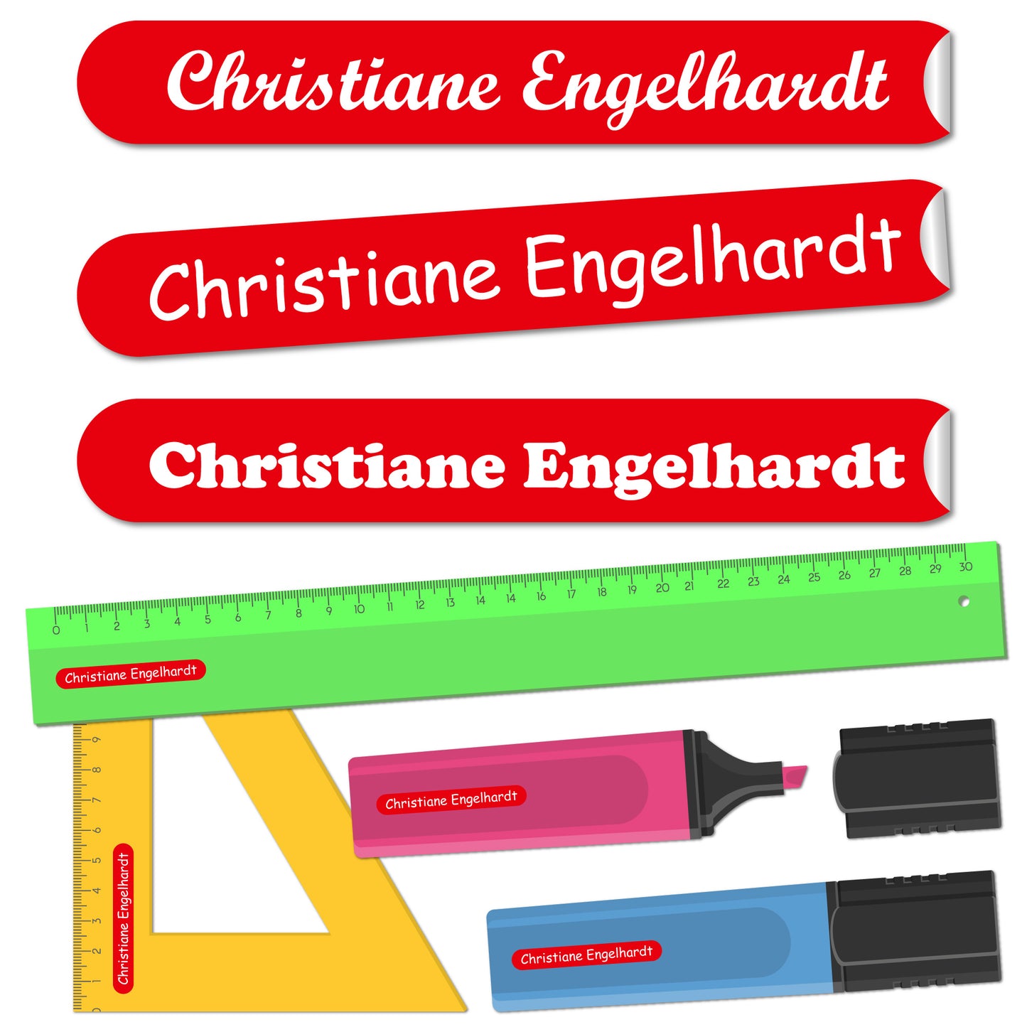 Namensaufkleber Kinder - 51x7 mm - 140 Stück - Schule KITA 0014