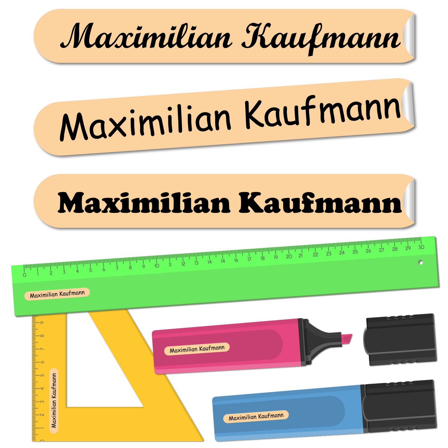 Namensaufkleber Kinder - 51x7 mm - 140 Stück - Schule KITA 0014