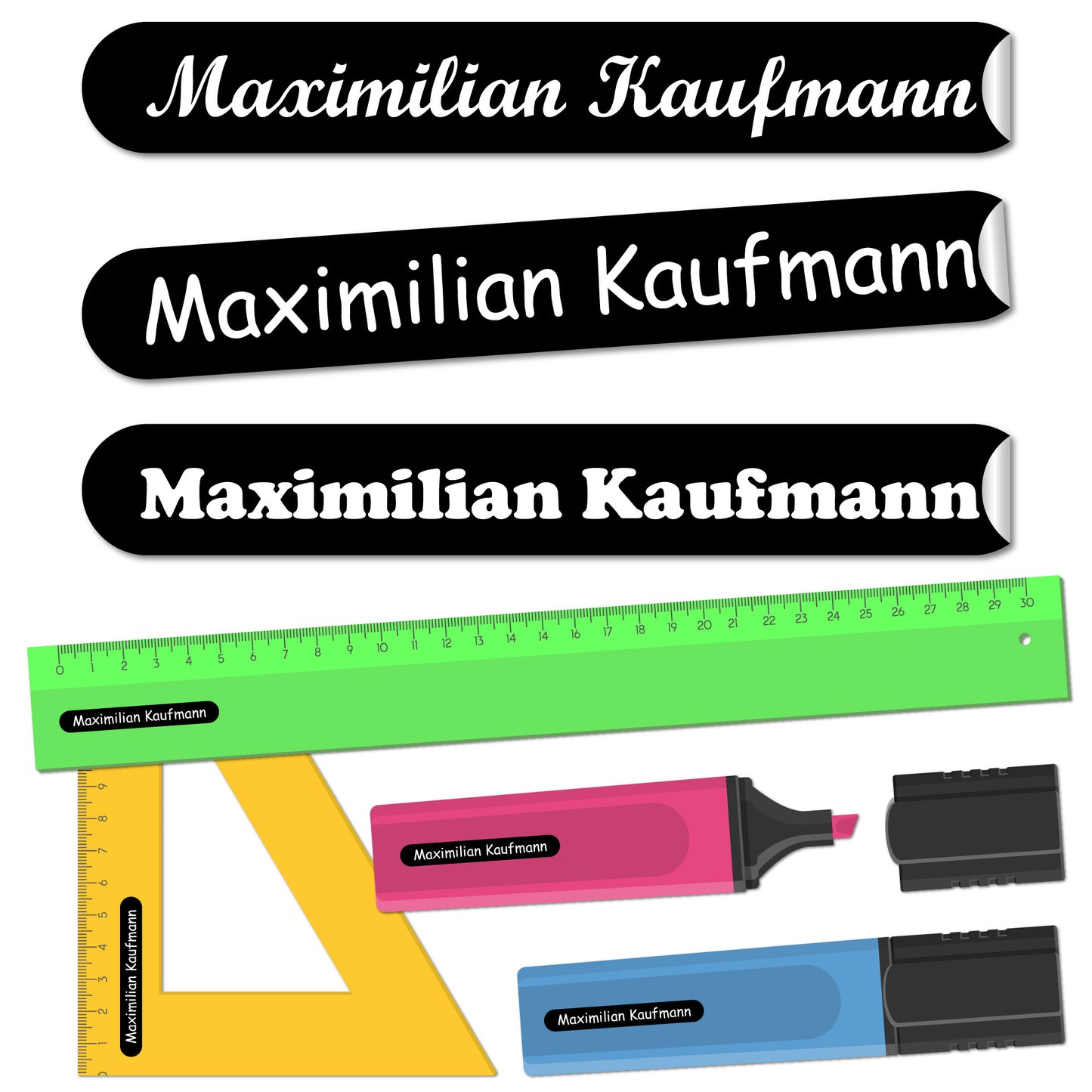 Namensaufkleber Kinder - 51x7 mm - 140 Stück - Schule KITA 0014