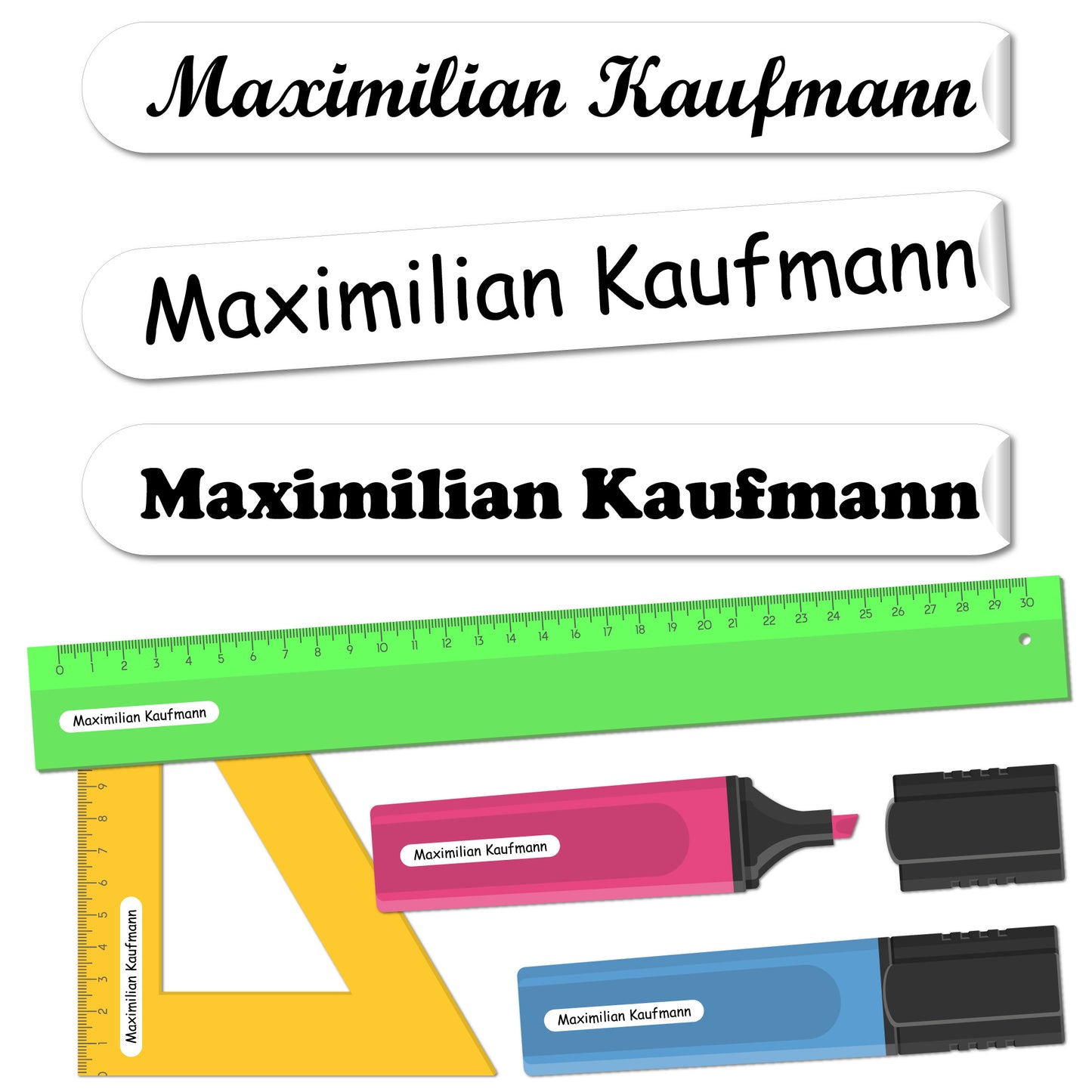 Namensaufkleber Kinder - 51x7 mm - 140 Stück - Schule KITA 0014