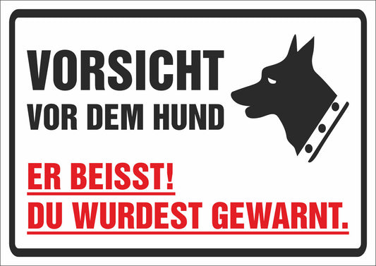 Aufkleber - Schild - Warnung - Vorsicht vor dem Hund - 210 mm x 148 mm