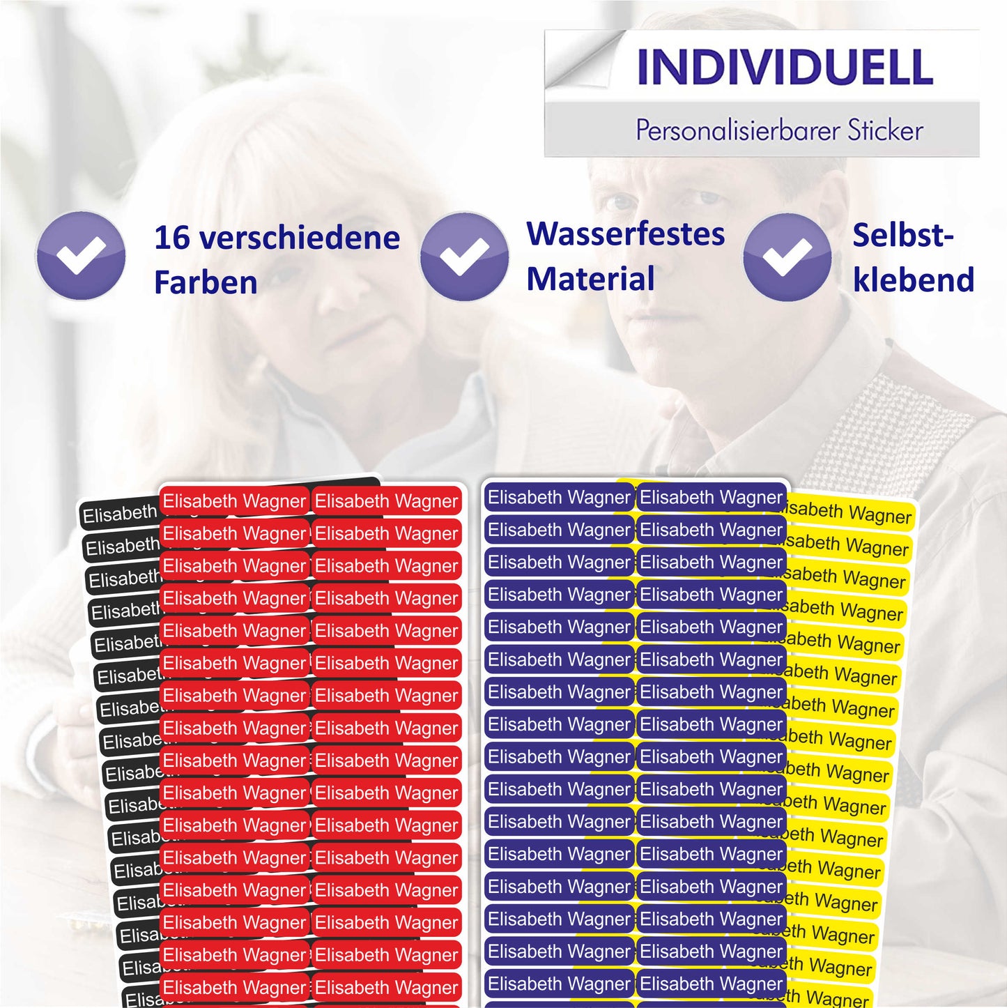 Namensaufkleber - für Altenheim Krankenhaus & Pflegeheim - 36x7 mm