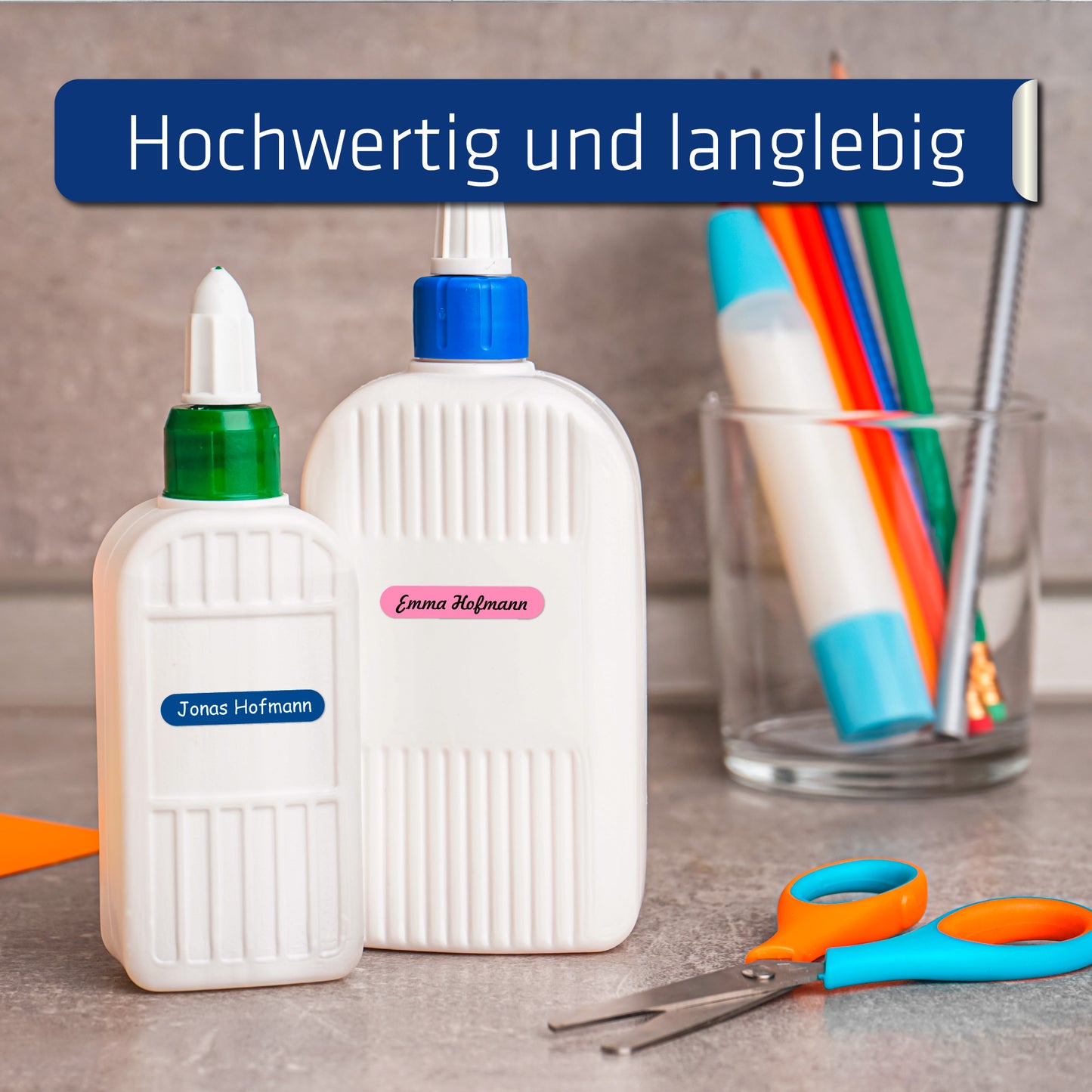Namensaufkleber für Schule & Kindergarten - 36 x 7 mm - 150 Stück