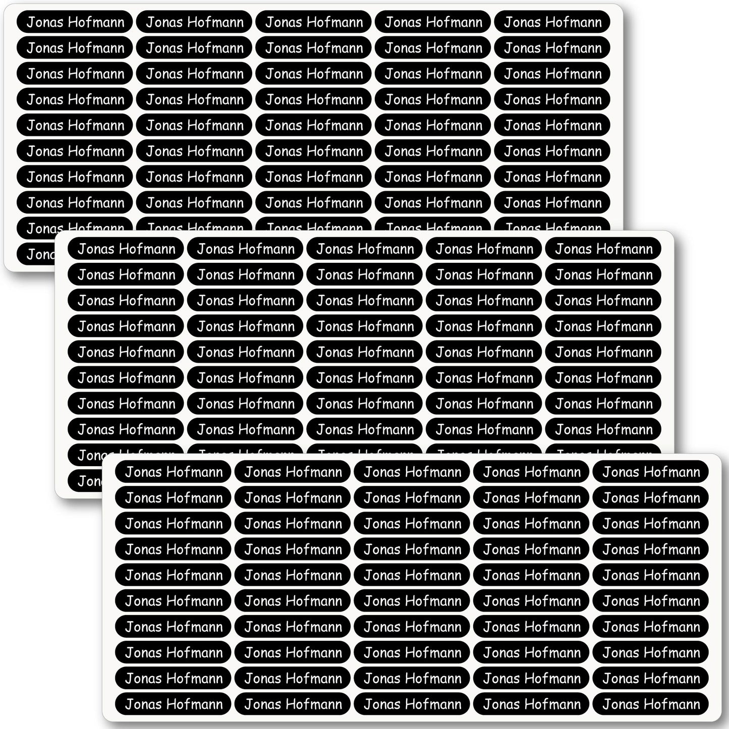 Namensaufkleber für Schule & Kindergarten - 36 x 7 mm - 150 Stück